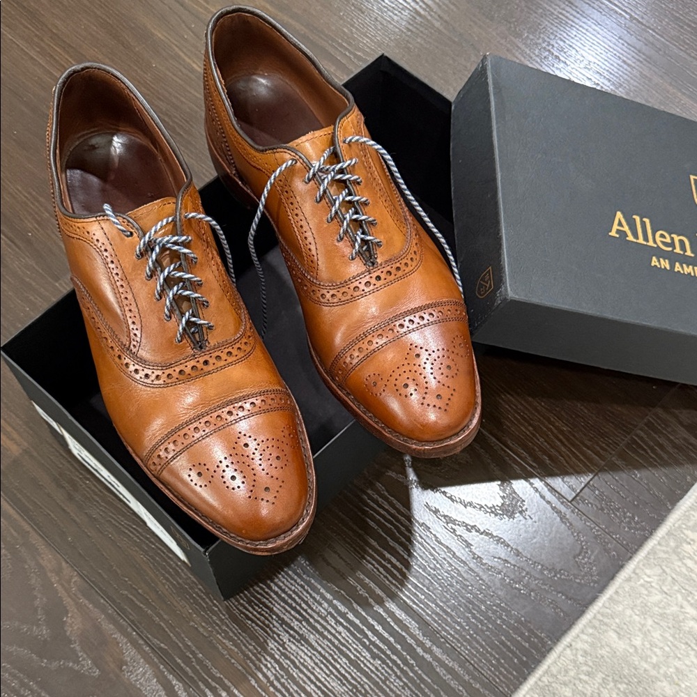 Allen Edmonds Tan Leather Brogue Oxfords US 11D